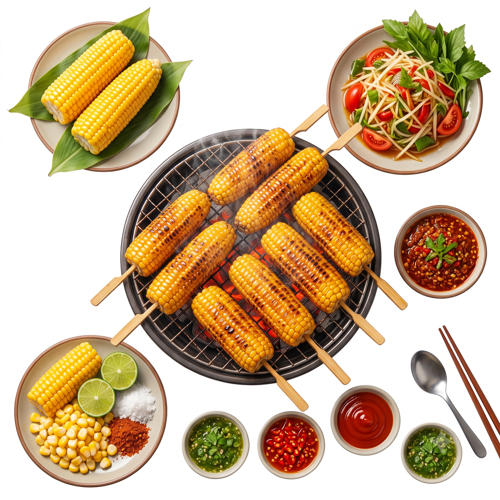 🌽 [삥카오포] 달콤한 숯불 옥수수 구이 (한 마리, 한 마리, 반 마리)